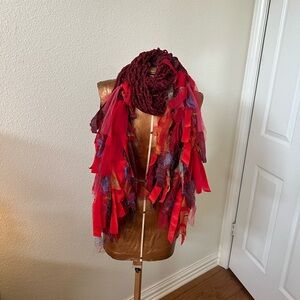 Elegant Burgundy and Red Women's Handmade Wrap.